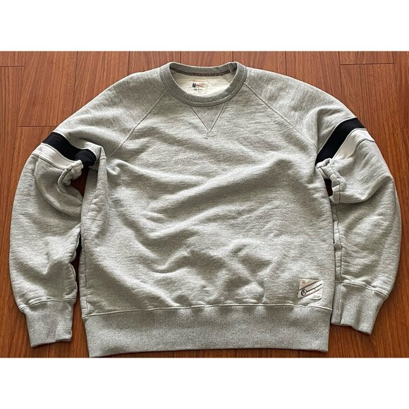 Todd Snyder x Champion Grey Banded Arm Stripe V Crewneck Sweatshirt Large - Picture 10 of 14